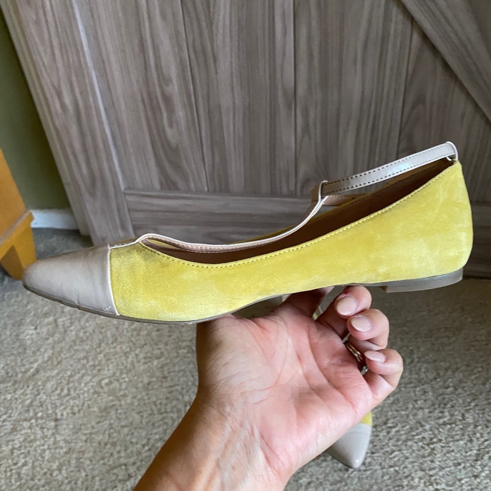 Sole Society x Julianne Hough Yellow and cream pointy toe flats - Picture 4 of 10